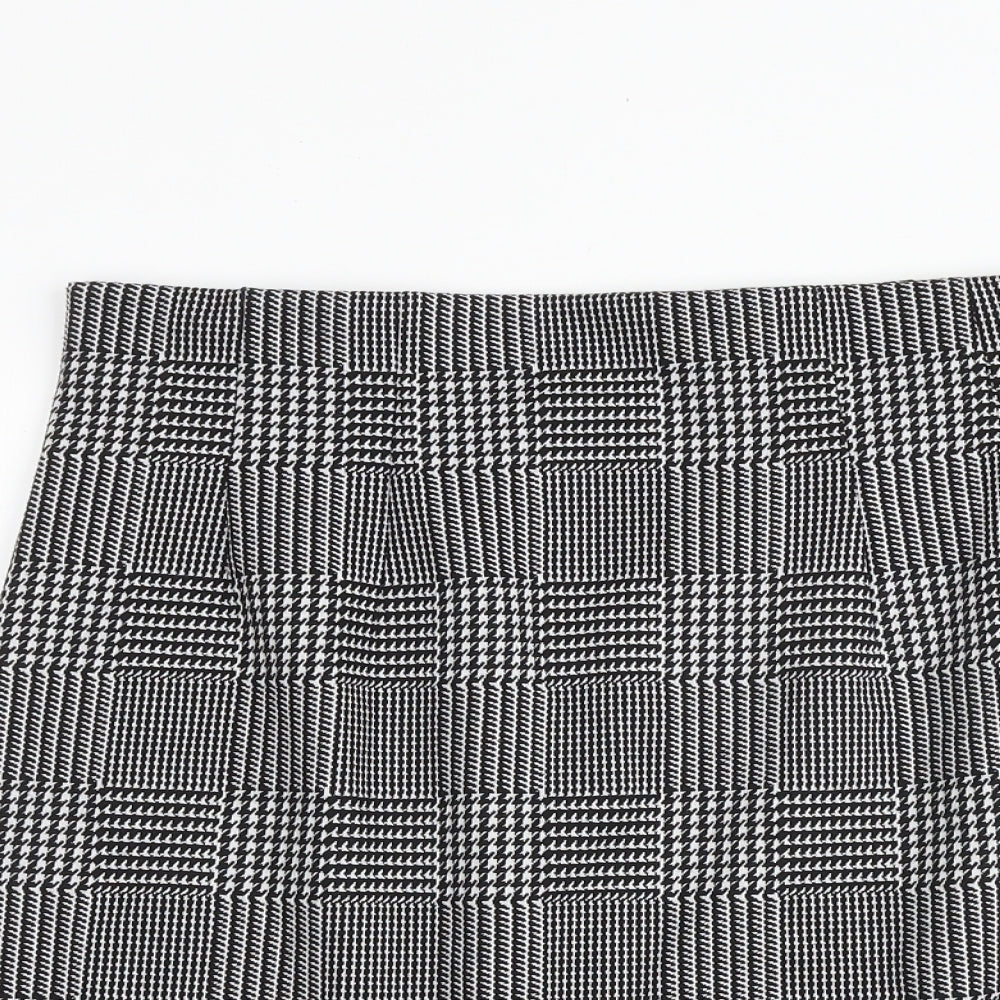 Marks and Spencer Womens Black Check Polyester A-Line Skirt Size 14