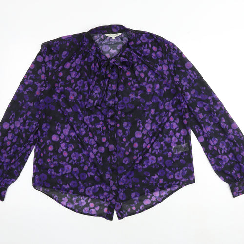 Great Plains Womens Multicoloured Geometric Polyester Basic Blouse Size M Round Neck - Tie Neck Detail