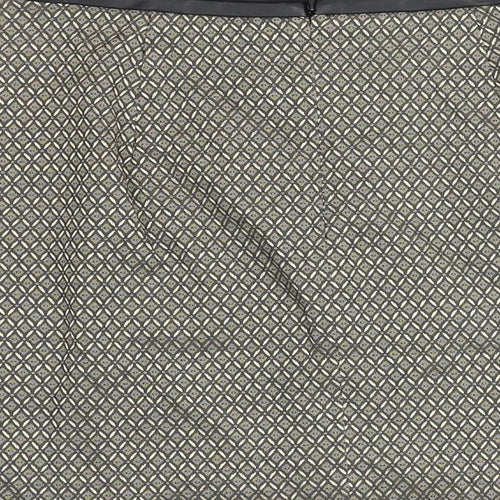 Oasis Womens Gold Geometric Polyester A-Line Skirt Size 10 Zip