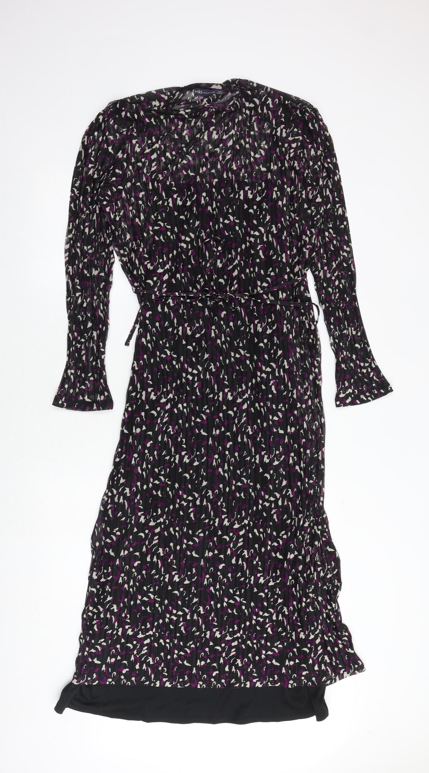 Marks and Spencer Womens Multicoloured Geometric Polyester A-Line Size 18 Round Neck Tie