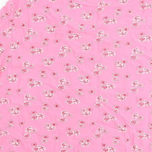 Marks and Spencer Womens Pink Floral Viscose Basic Blouse Size 18 Boat Neck