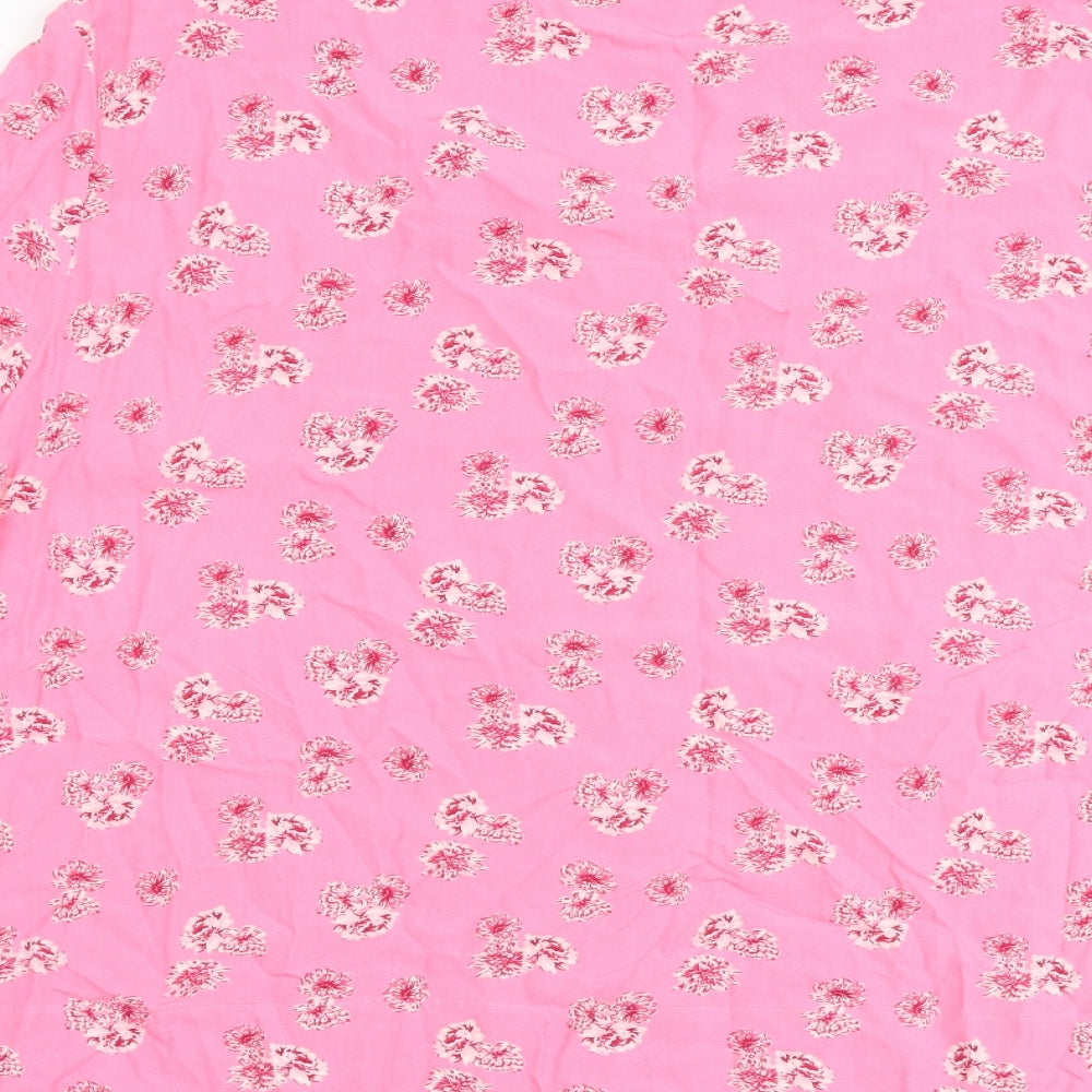 Marks and Spencer Womens Pink Floral Viscose Basic Blouse Size 18 Boat Neck