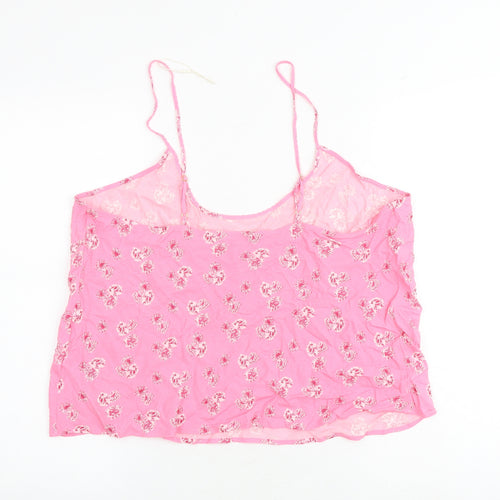 Marks and Spencer Womens Pink Floral Viscose Camisole Tank Size 18 Scoop Neck