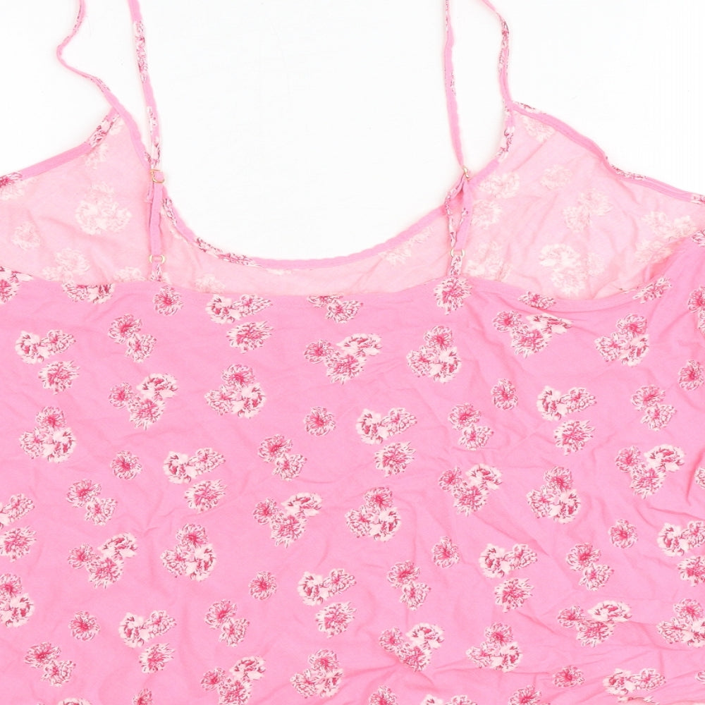 Marks and Spencer Womens Pink Floral Viscose Camisole Tank Size 18 Scoop Neck