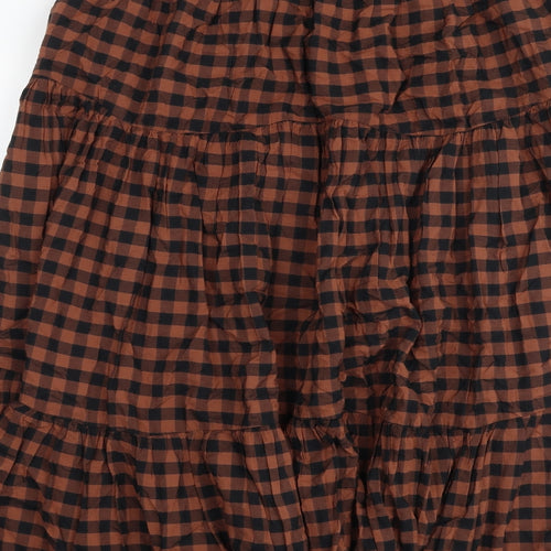 Marks and Spencer Womens Multicoloured Check Polyester Peasant Skirt Size 12 Button