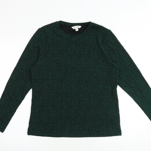 Autograph Womens Green Polyacrylate Fibre Basic T-Shirt Size 12 Round Neck