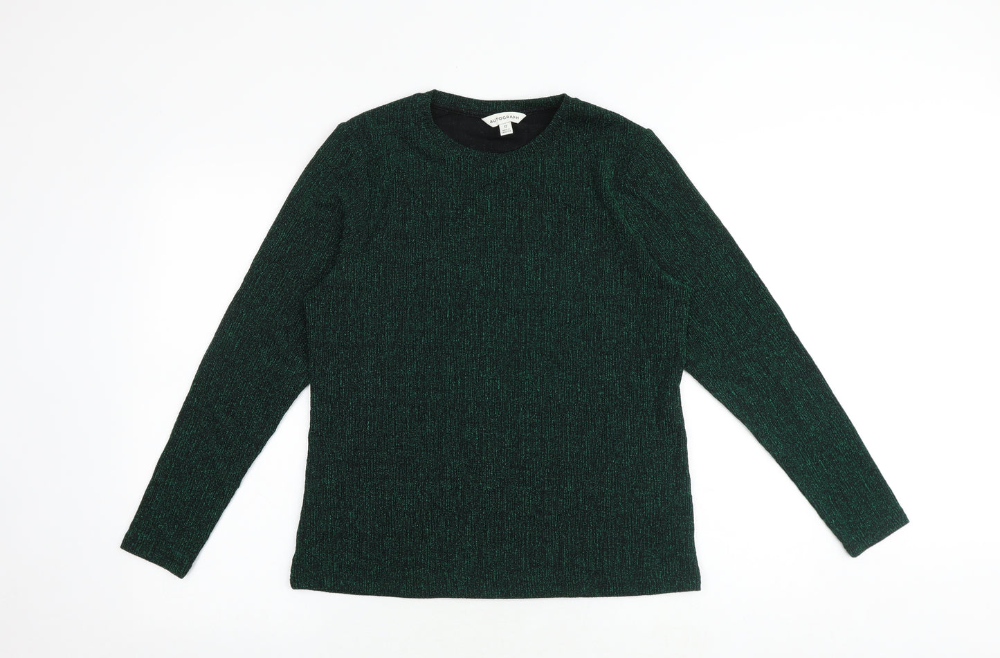 Autograph Womens Green Polyacrylate Fibre Basic T-Shirt Size 12 Round Neck