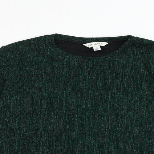 Autograph Womens Green Polyacrylate Fibre Basic T-Shirt Size 12 Round Neck