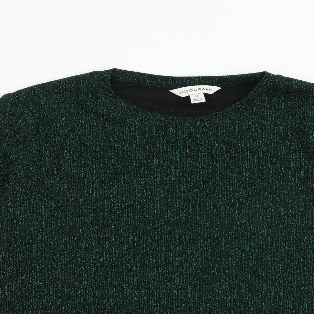 Autograph Womens Green Polyacrylate Fibre Basic T-Shirt Size 12 Round Neck