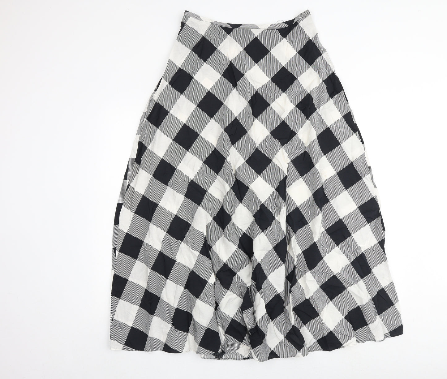 Marks and Spencer Womens Multicoloured Check Viscose Swing Skirt Size 10 Zip