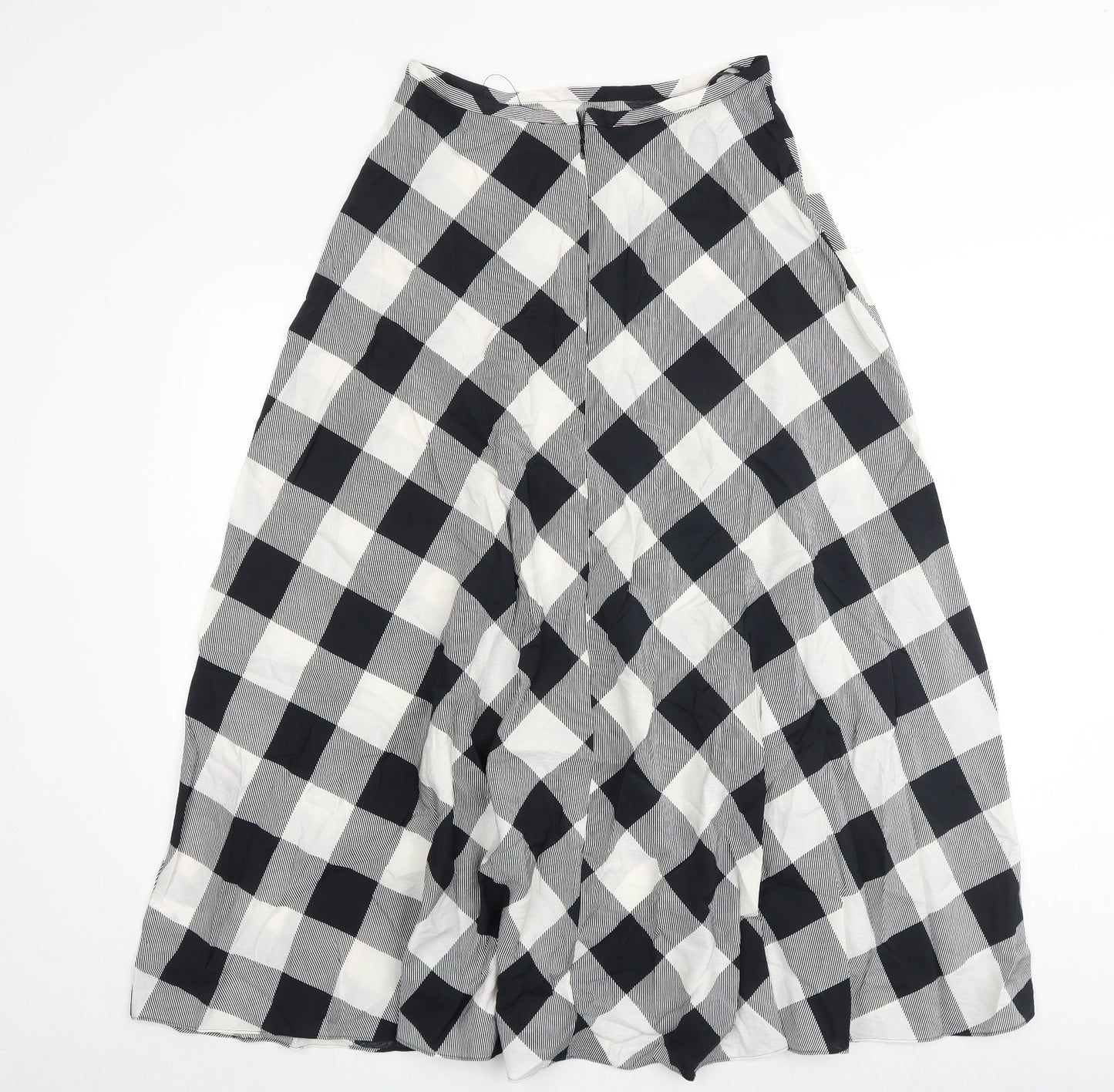 Marks and Spencer Womens Multicoloured Check Viscose Swing Skirt Size 10 Zip