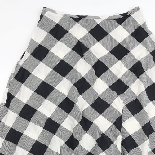 Marks and Spencer Womens Multicoloured Check Viscose Swing Skirt Size 10 Zip