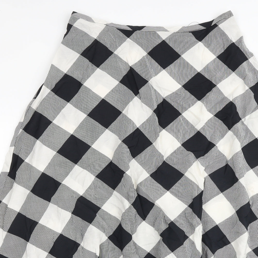 Marks and Spencer Womens Multicoloured Check Viscose Swing Skirt Size 10 Zip