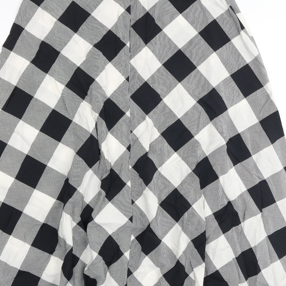 Marks and Spencer Womens Multicoloured Check Viscose Swing Skirt Size 10 Zip