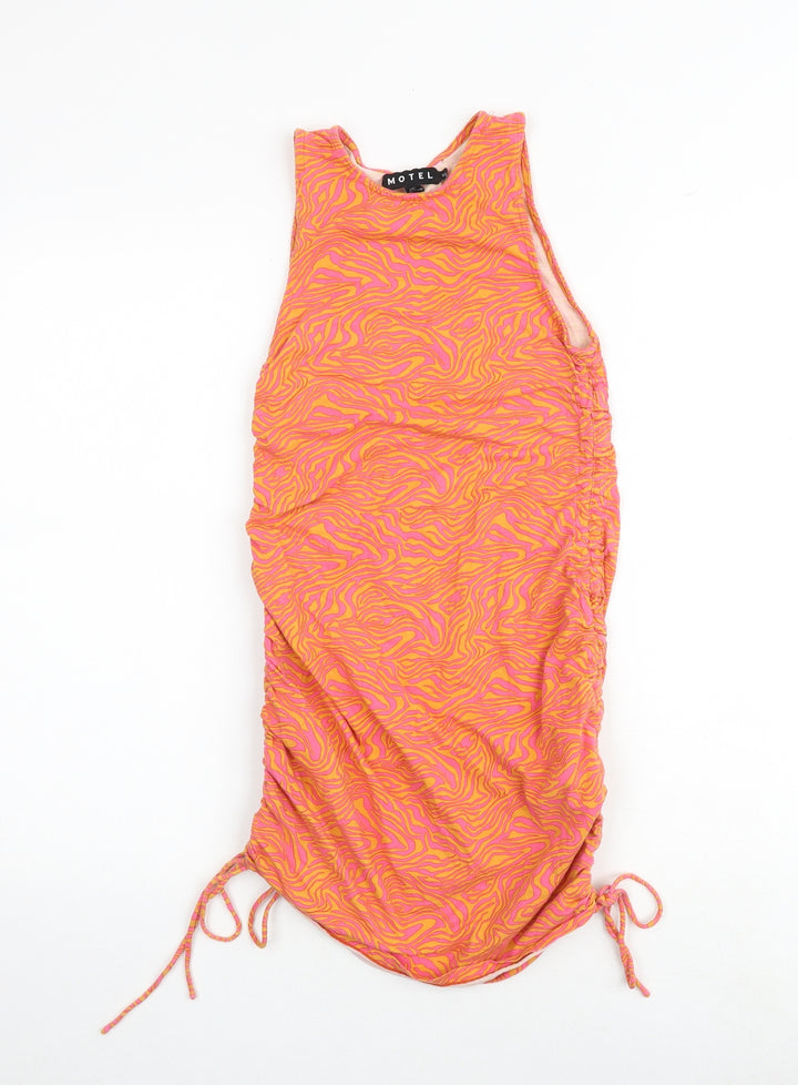 Motel Womens Multicoloured Geometric Cotton Bodycon Size XS Round Neck Pullover