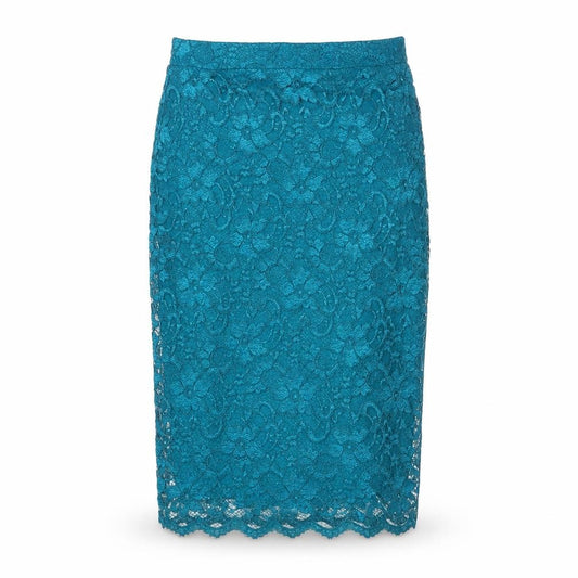 Front view of Miss Selfridge women’s green floral polyester a-line skirt, size UK 12