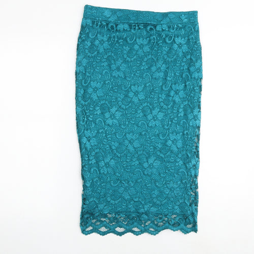 Miss Selfridge Womens Green Floral Polyester A-Line Skirt Size 12