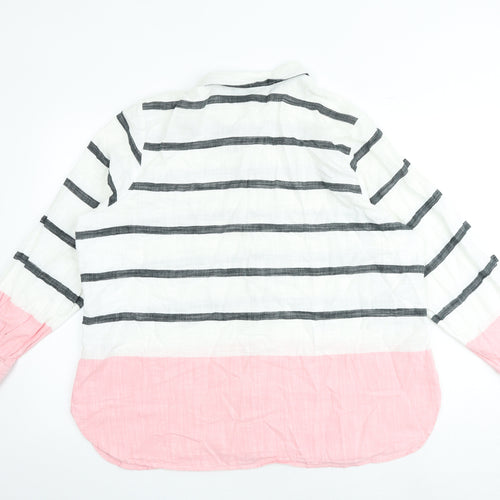 Marks and Spencer Womens Multicoloured Striped 100% Cotton Basic Button-Up Size 22 Collared