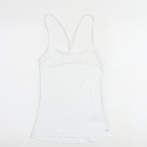 GOODMOVE Womens White Polyester Basic Tank Size 6 Round Neck Pullover