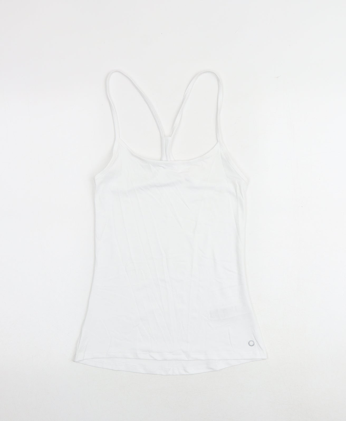 GOODMOVE Womens White Polyester Basic Tank Size 6 Round Neck Pullover