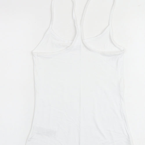GOODMOVE Womens White Polyester Basic Tank Size 6 Round Neck Pullover