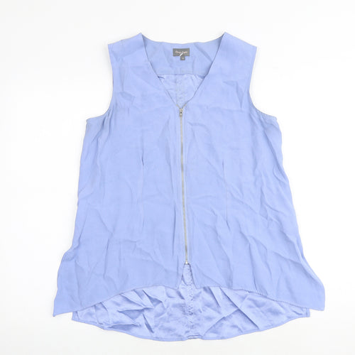 Phase Eight Womens Blue Viscose Basic Blouse Size 10 V-Neck