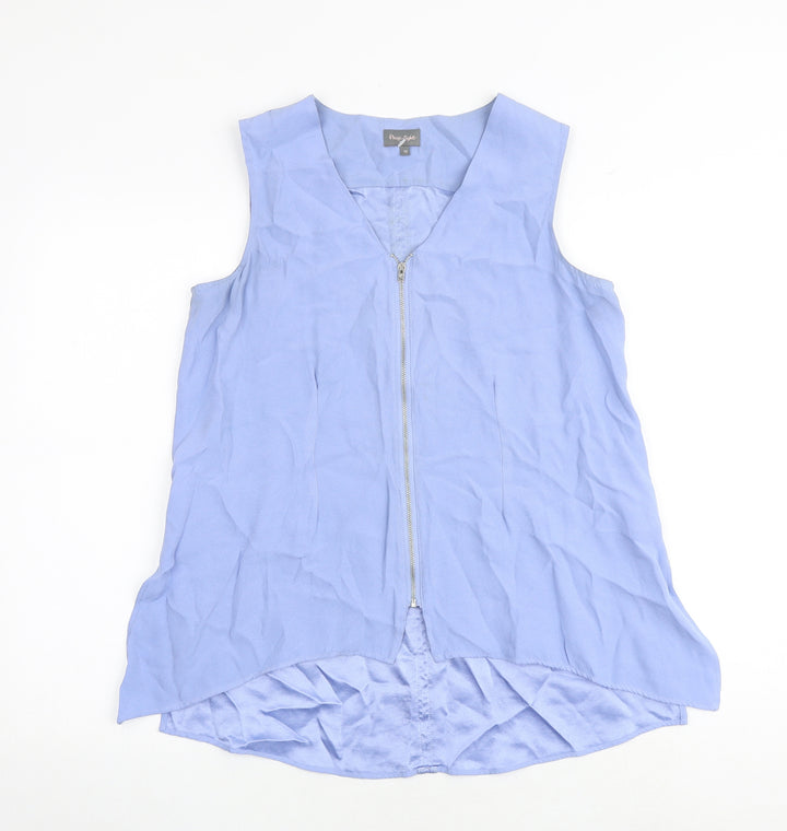 Phase Eight Womens Blue Viscose Basic Blouse Size 10 V-Neck