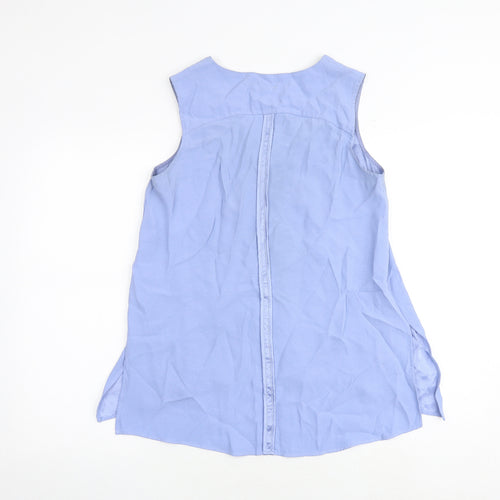 Phase Eight Womens Blue Viscose Basic Blouse Size 10 V-Neck