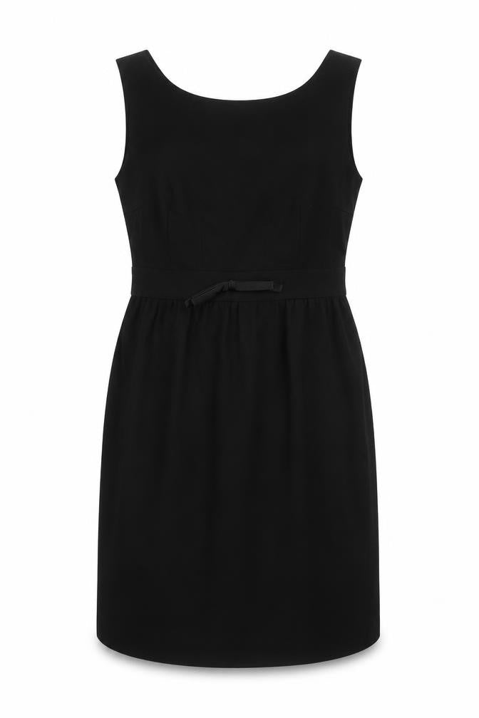 Front view of N.W.3 women’s black polyester a-line, size UK 10, round neck zip