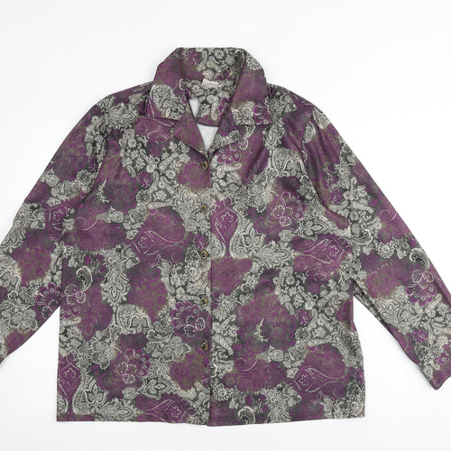 Damart Womens Multicoloured Paisley Polyester Basic Button-Up Size 20 Collared
