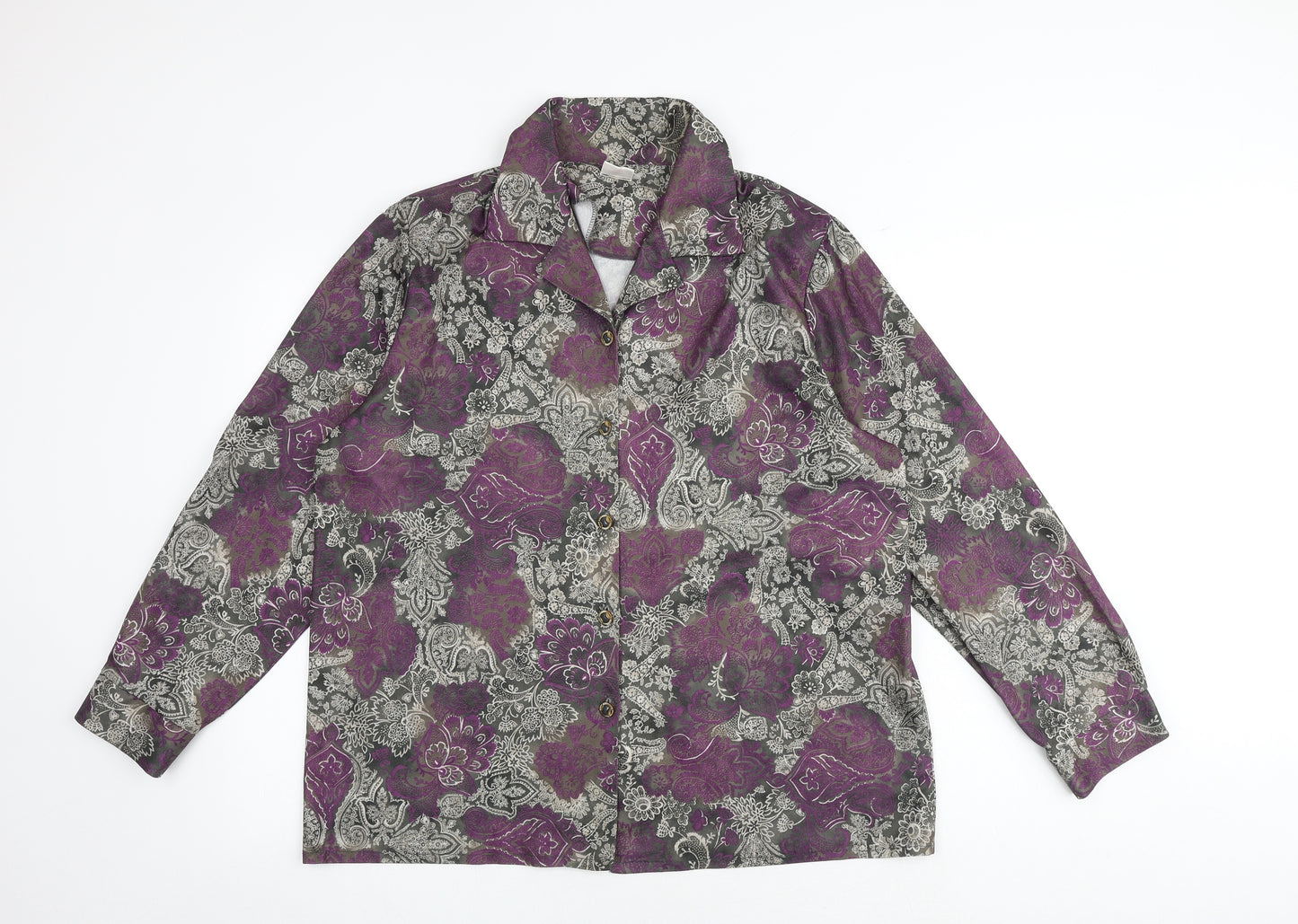 Damart Womens Multicoloured Paisley Polyester Basic Button-Up Size 20 Collared