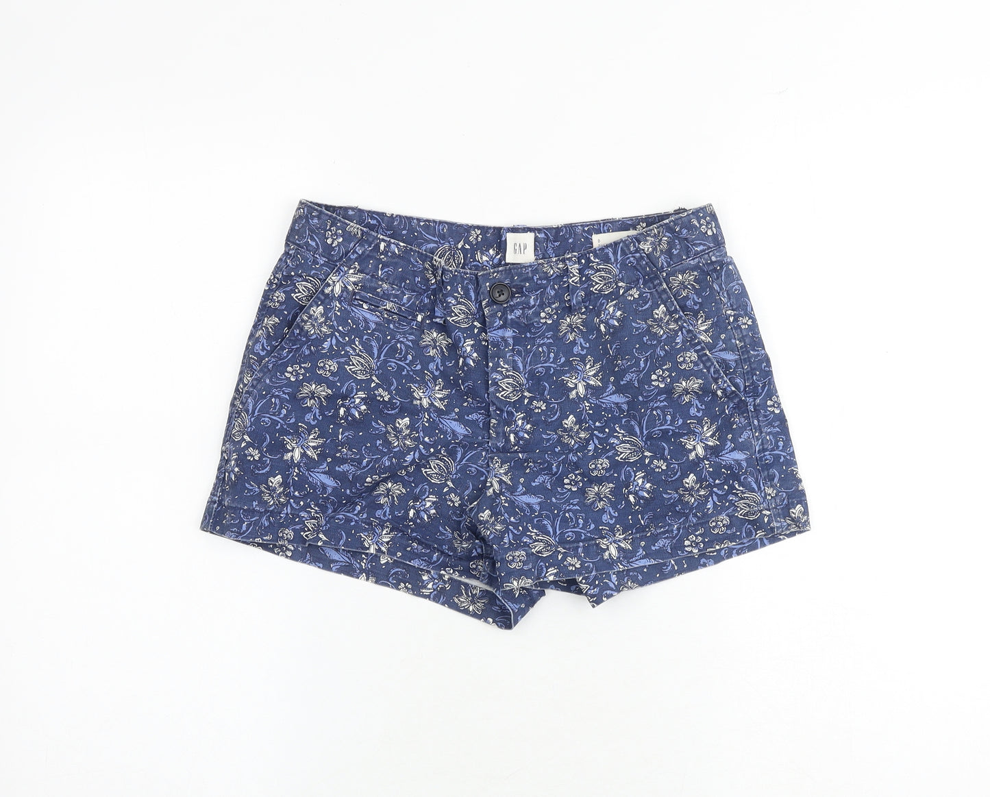 Gap Womens Blue Floral Cotton Mom Shorts Size 29 in Regular Zip