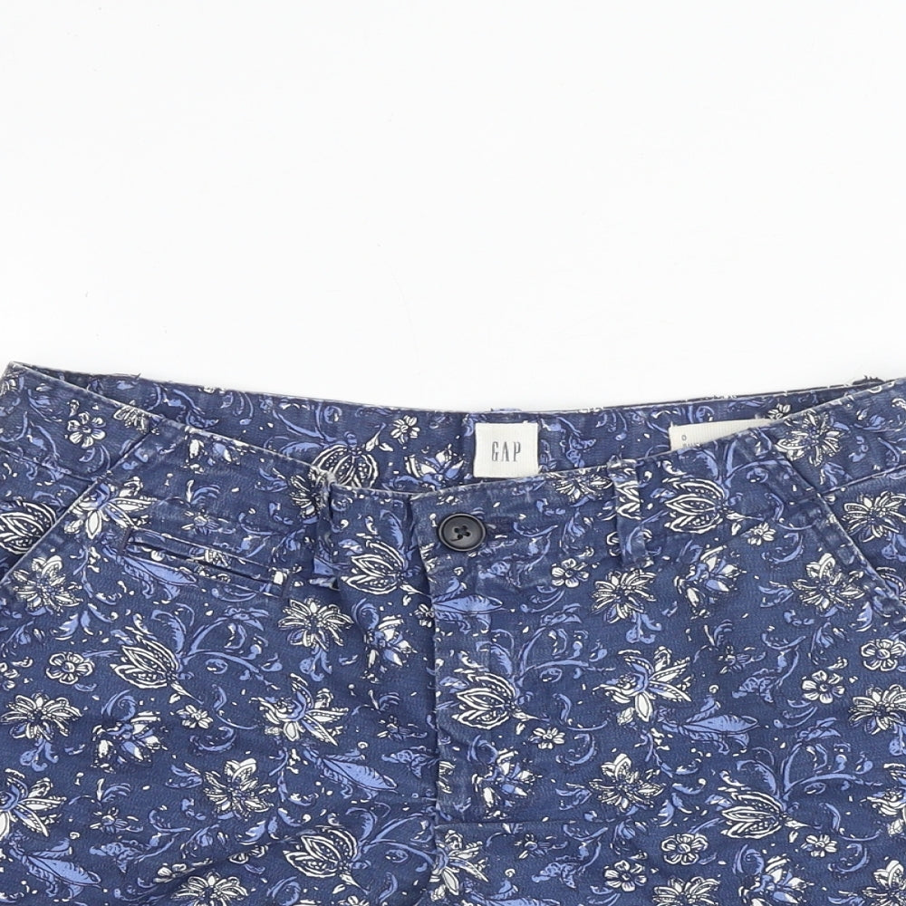 Gap Womens Blue Floral Cotton Mom Shorts Size 29 in Regular Zip