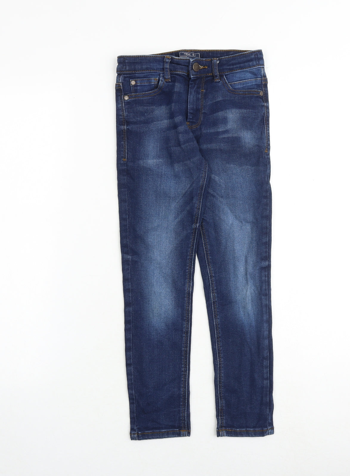 NEXT Boys Blue Cotton Skinny Jeans Size 7 Years Slim Zip