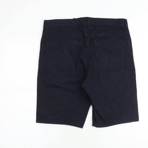 H&M Mens Black Cotton Bermuda Shorts Size 32 in Slim Zip