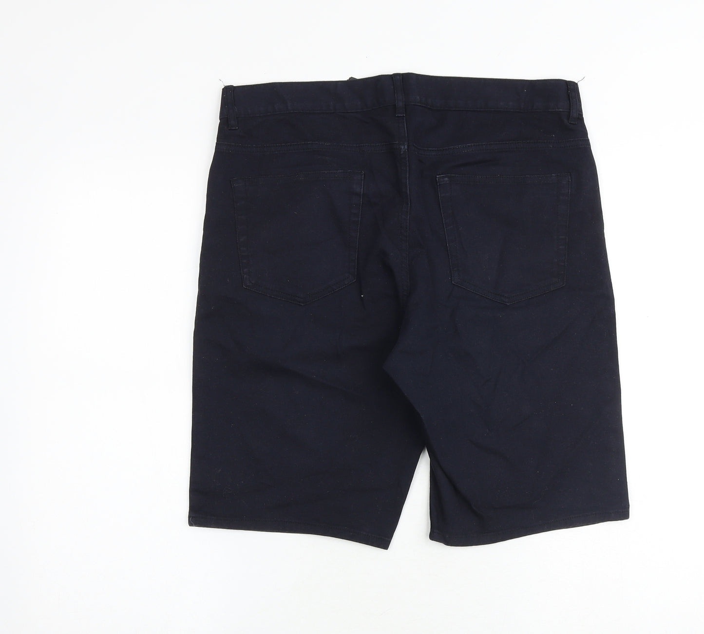 H&M Mens Black Cotton Bermuda Shorts Size 32 in Slim Zip