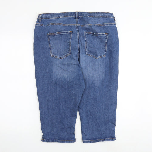 Very Womens Blue Cotton Skimmer Shorts Size 20 Regular Zip