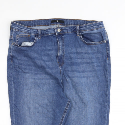Very Womens Blue Cotton Skimmer Shorts Size 20 Regular Zip
