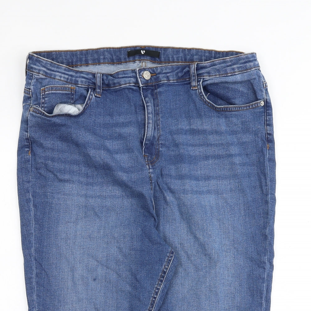 Very Womens Blue Cotton Skimmer Shorts Size 20 Regular Zip
