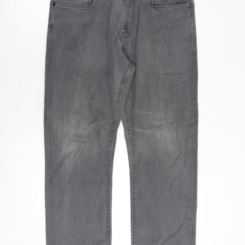 Autograph Mens Grey Cotton Straight Jeans Size 34 in L29 in Regular Zip
