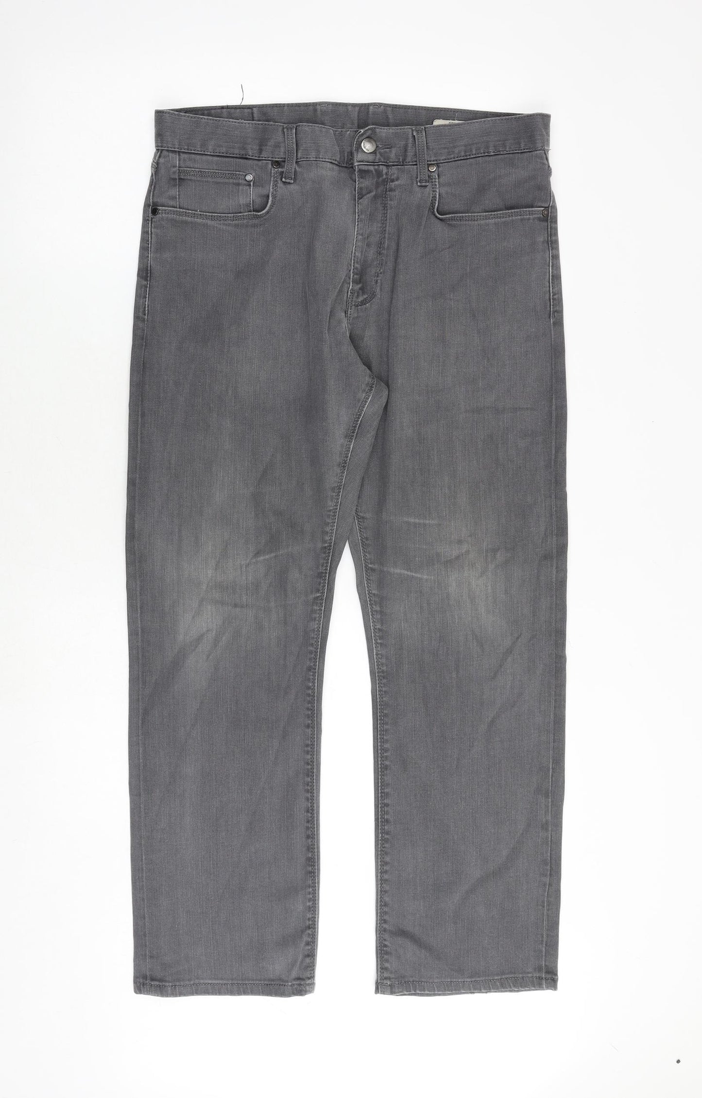 Autograph Mens Grey Cotton Straight Jeans Size 34 in L29 in Regular Zip