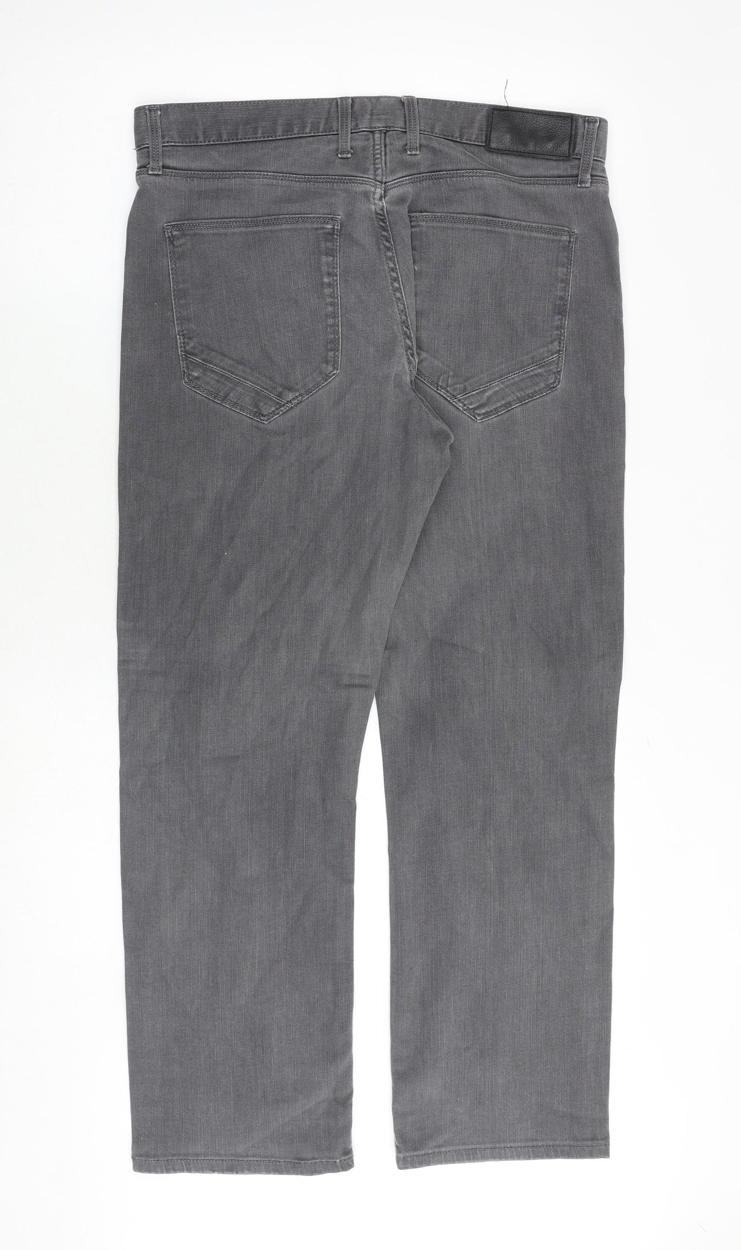 Autograph Mens Grey Cotton Straight Jeans Size 34 in L29 in Regular Zip