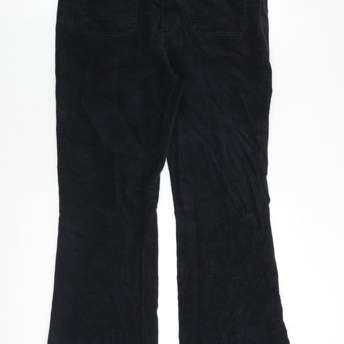 Marks and Spencer Womens Black Cotton Trousers Size 12 Regular Zip