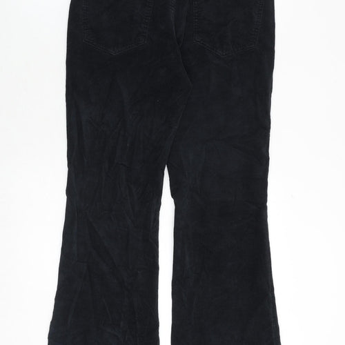 Marks and Spencer Womens Black Cotton Trousers Size 12 Regular Zip