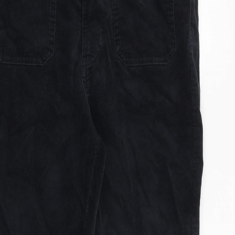 Marks and Spencer Womens Black Cotton Trousers Size 12 Regular Zip