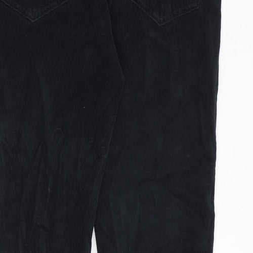 Marks and Spencer Womens Black Cotton Trousers Size 12 Regular Zip