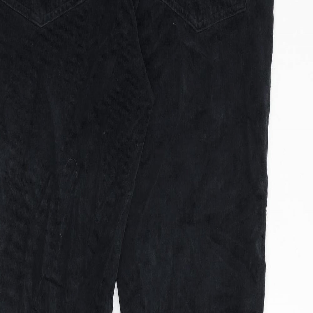 Marks and Spencer Womens Black Cotton Trousers Size 12 Regular Zip