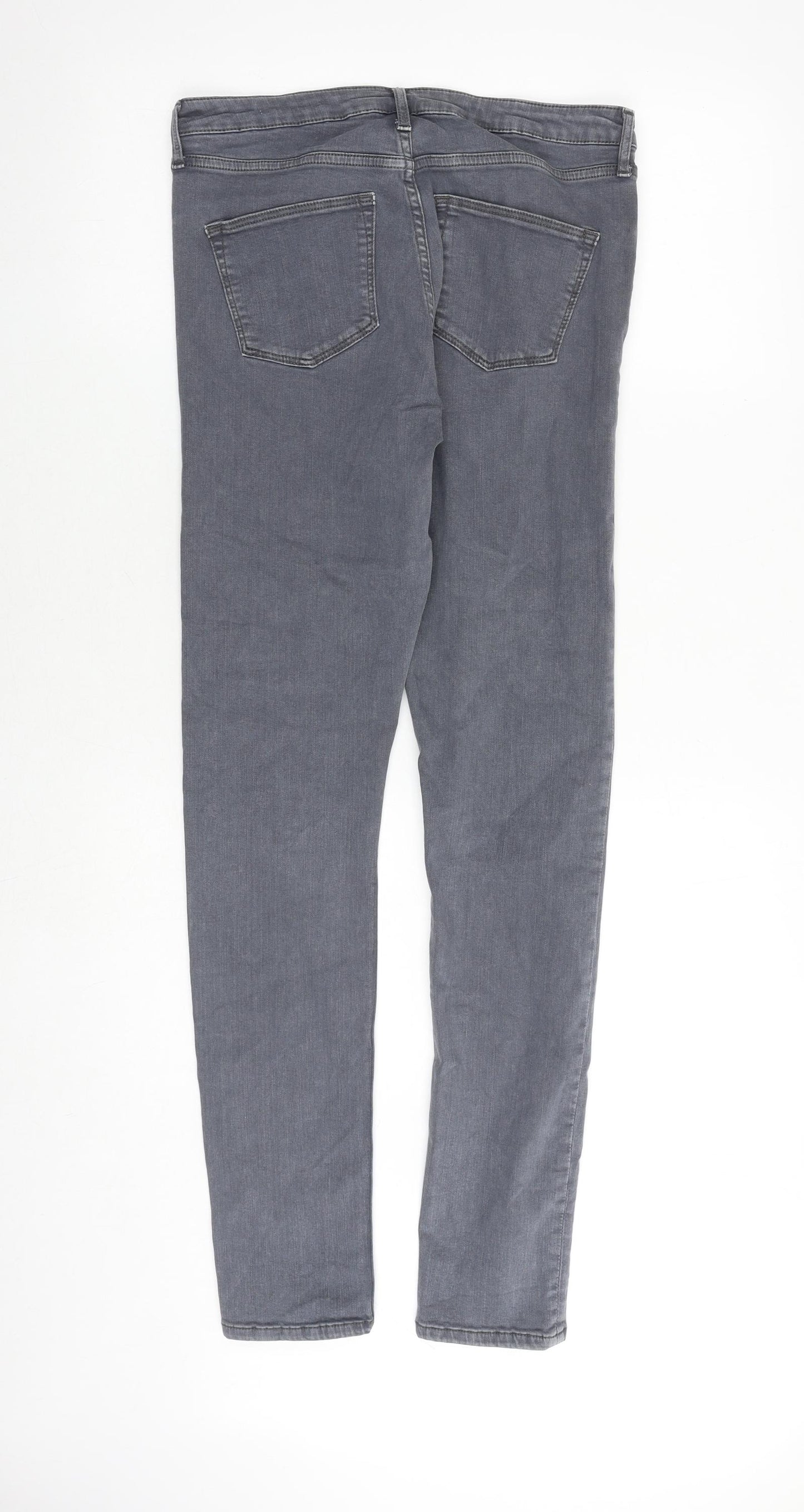 Topshop Womens Grey Cotton Skinny Jeans Size 30 in Regular Zip