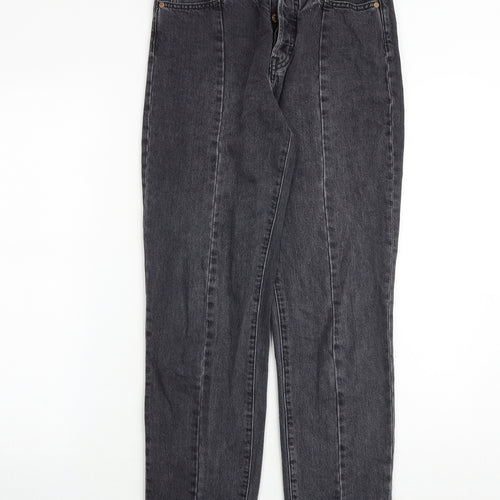 H&M Womens Grey Cotton Straight Jeans Size 26 in Regular Button