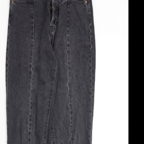 H&M Womens Grey Cotton Straight Jeans Size 26 in Regular Button